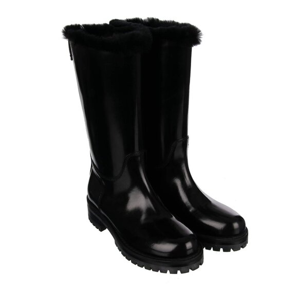 Dolce & Gabbana - Leather Boots BIKER with Fur and Logo Black EUR 35,5 - Picture 2 of 5